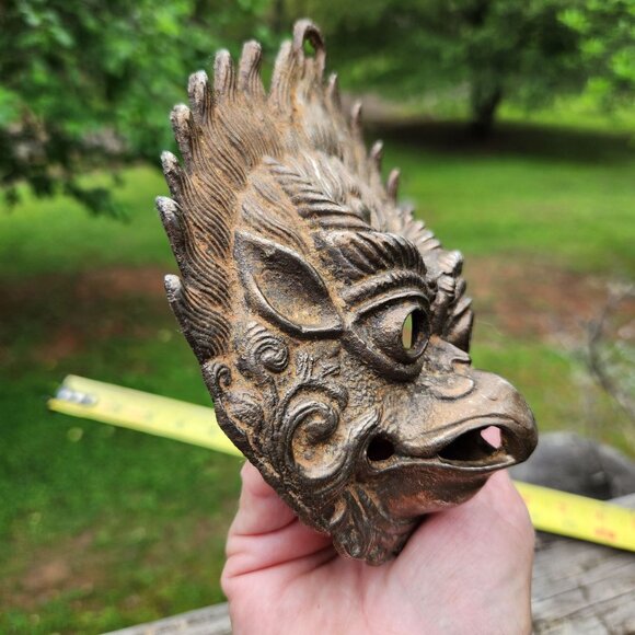 Vintage Brass Garuda Mask Wall Hanging Hindu Mythology Bird Deity Design Intrica - Picture 8 of 8